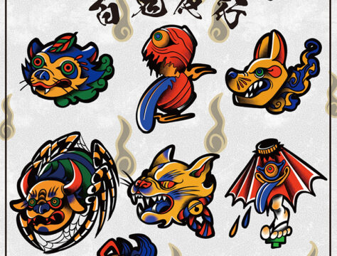 フラッシュ　タトゥーデザイン　妖怪　タトゥー　東京