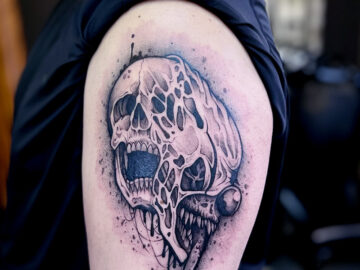 ブラックアンドグレー　骸骨　ピエロ　タトゥー　東京