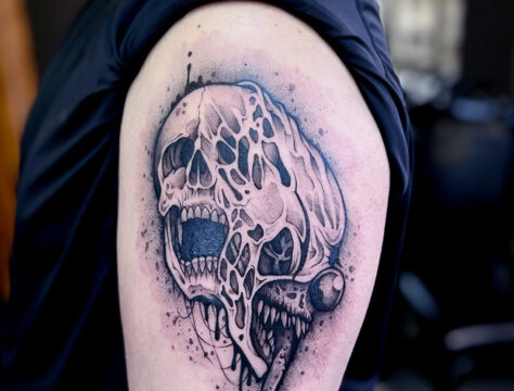 ブラックアンドグレー 骸骨 ピエロ タトゥー 東京