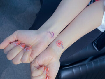 ファインライン　レタリング　月と太陽　タトゥー　東京